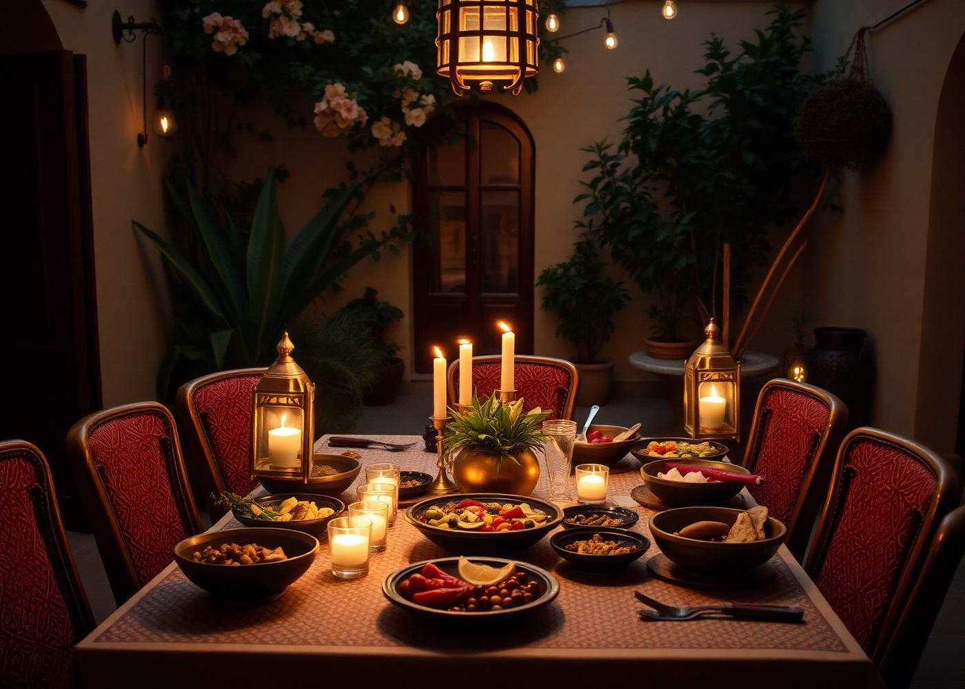 Home-cooked Damascene dinner in a courtyard house