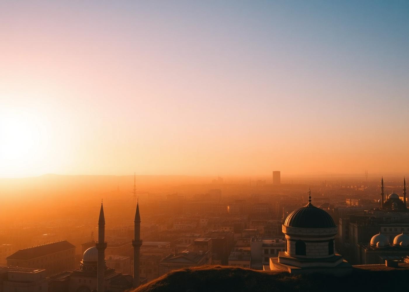 Sunset panorama over Damascus from Mount Qasioun